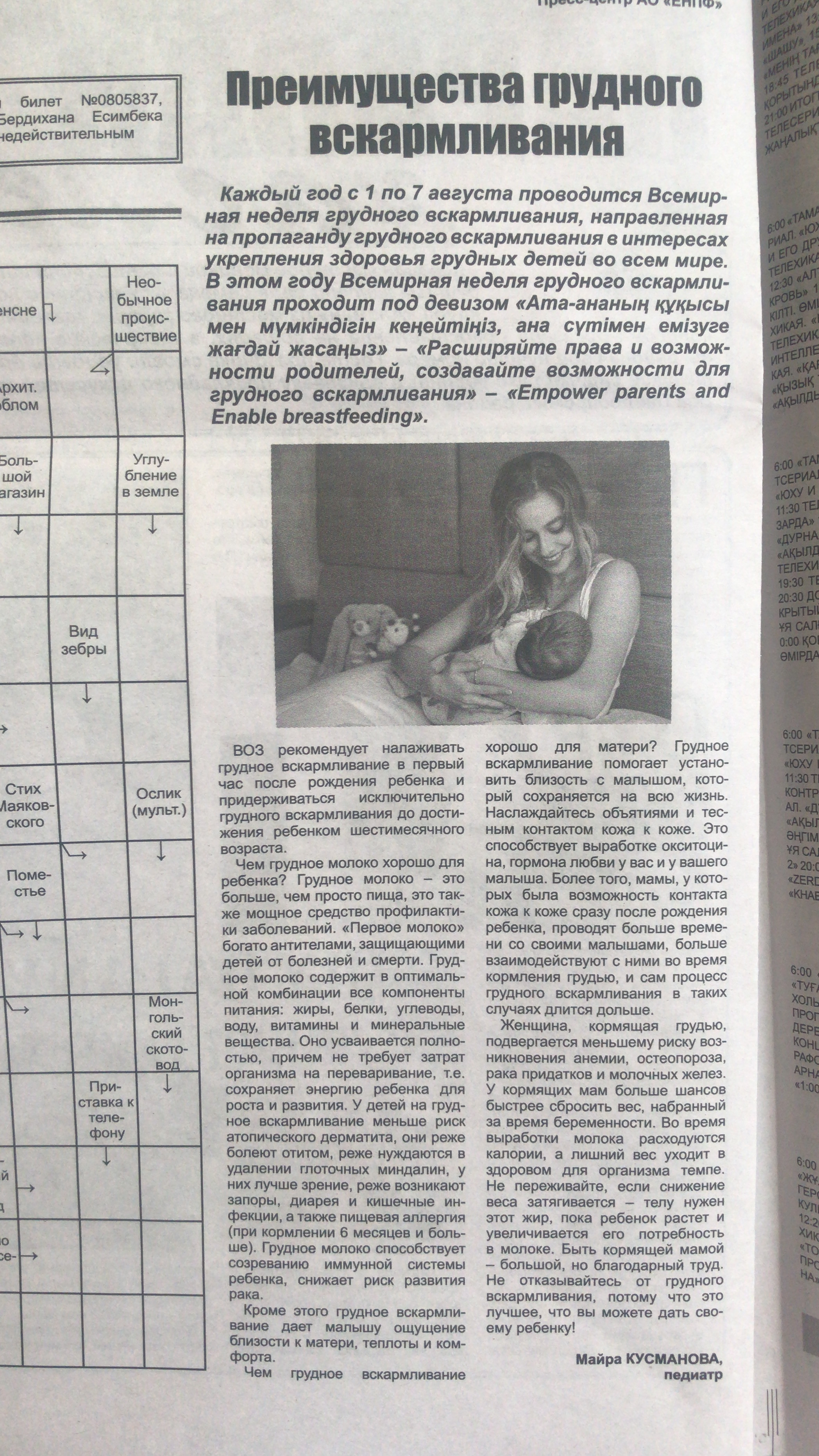 Всемирная неделя грудного вскармливания