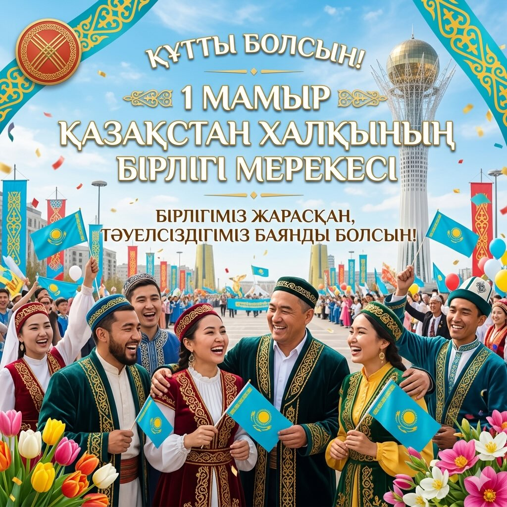 1 мамыр – Қазақстан халқының бірлігі күні құтты болсын!