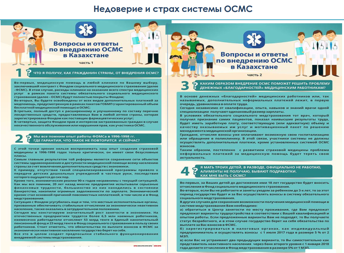  Недоверие и страх системы ОСМС. Вопросы и ответы по внедрению ОСМС в Казахстане. 